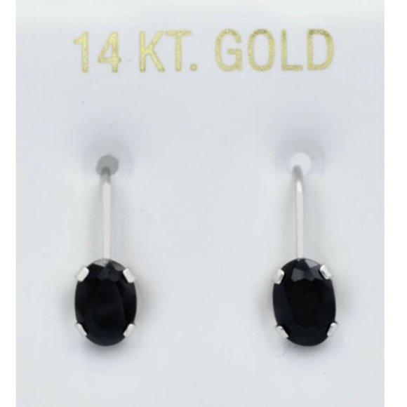 Genuine 2.20 Cts Blue Sapphire Dangling Earring 14k White Gold
